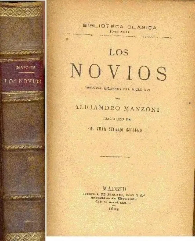Libro usado en venta: Los novios de Alessandro Manzoni; editorial Libreria de Perlado, Paez y C.a impreso en 1908.1