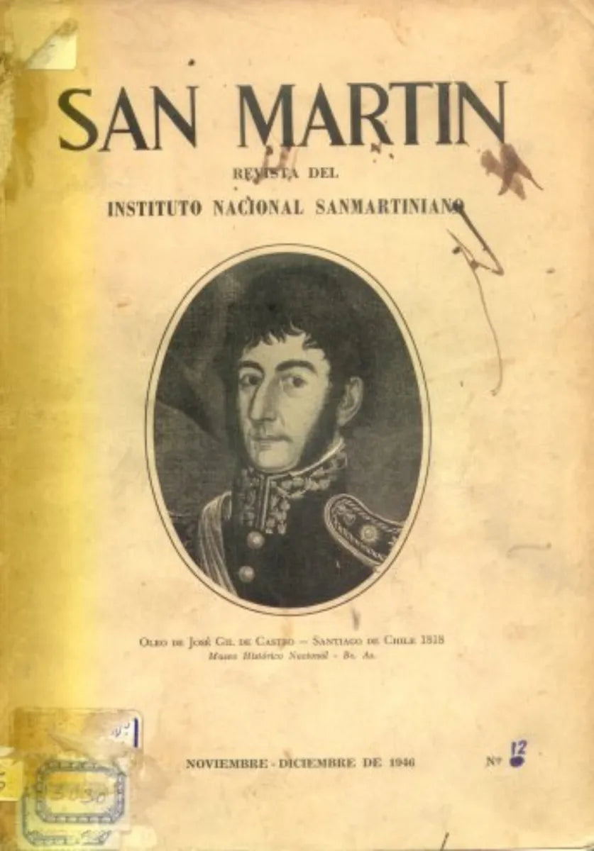 Libro usado en venta: Revista del instituto nacional Sanmartiniano N? 12 de San Martin; editorial Instituto Nacional Sanmartiniano impreso en 1946.1