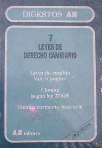 Libro usado en venta: Leyes de derecho cambiario de Digestos; editorial A-Z impreso en 1991 realizamos envios a todo el mundo.1