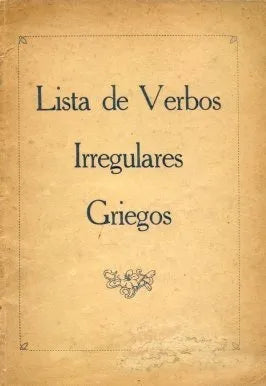 Libro usado en venta: Lista de verbos irregulares "Griegos"; realizamos envios a todo el mundo.1