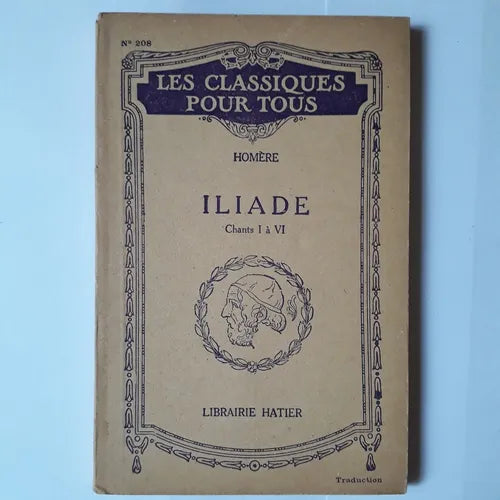 Libro usado en venta: Iliade - Chants I a VI de Homere; editorial Hatier impreso en 1947 realizamos envios a todo el mundo.1