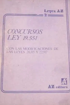 Libro usado en venta: Concursos ley 19.551; editorial A-Z impreso en 1983 realizamos envios a todo el mundo.1