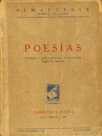 Libro usado en venta: Poesias de Almafuerte; editorial Biblioteca Nueva impreso en 1942 realizamos envios a todo el mundo.1
