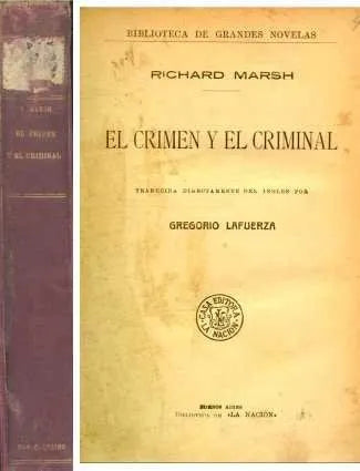 Libro usado en venta: El crimen y el criminal de Richard Marsh; editorial Buenos Aires realizamos envios a todo el mundo.1