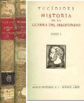 Libro usado en venta: Historia de la guerra del peloponeso de Tucidides; editorial Emece impreso en 1944 realizamos envios a todo el mundo.1