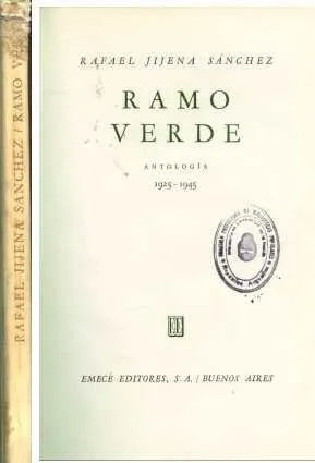 Libro usado en venta: Ramo Verde de Rafael Jijena Sanchez; editorial Emece impreso en 1946 realizamos envios a todo el mundo.1