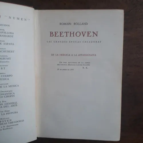 Libro usado en venta: Beethoven - Las grandes epocas creadoras (2 Tomos) de Romain Rolland; editorial Hachette impreso en 1951 envios a todo el mundo.1