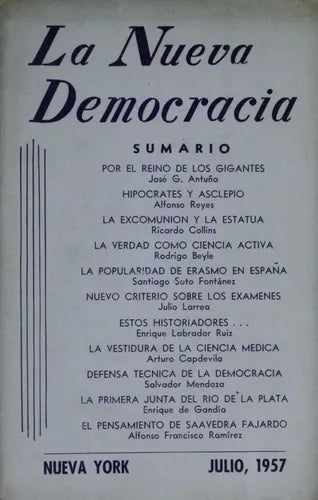 Libro usado en venta: La nueva democracia de Varios; editorial Comité de Cooperación en la América Latina impreso en 1957 envios a todo el mundo.1