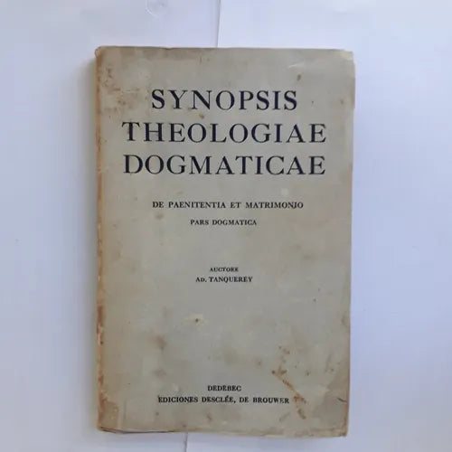 Libro usado en venta: Synopsis theologiae dogmaticae de Paenitentia et matrimonio; editorial Desclee de Brouwer impreso en 1944 envios a todo el mundo.1