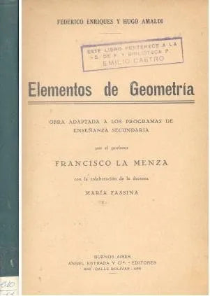 Libro usado en venta: Elementos de geometria - Tomo II de Federico Enriques - Hugo Amaldi; editorial Angel Estrada realizamos envios a todo el mundo.1