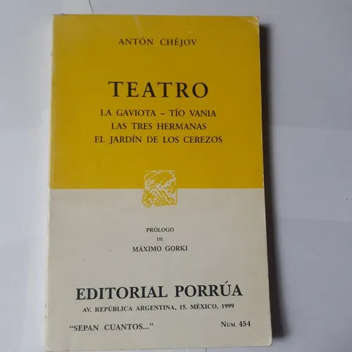 Libro usado en venta: Teatro de Anton Chejov; editorial Porrua impreso en 1999 realizamos envios a todo el mundo.1