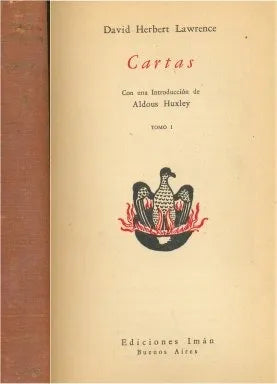 Libro usado en venta: Cartas (Tomo 1) de D. H. Lawrence (David Herbert Lawrence); editorial Iman impreso en 1945 realizamos envios a todo el mundo.1