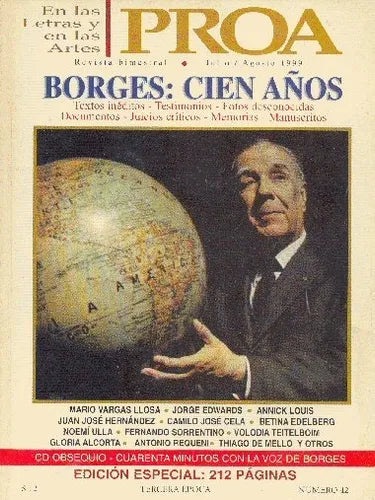 Libro usado en venta: Borges: Cien a?os (Incluye CD) de Revista Proa; impreso en 1999 realizamos envios a todo el mundo.1