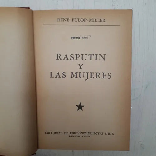 Libro usado en venta: Rasputin y las mujeres (Tapa roja) de Rene Fulop - Miller; editorial Selectas impreso en 1962 realizamos envios a todo el mundo.1