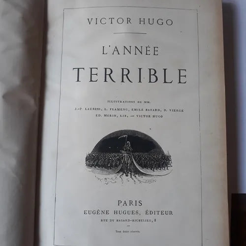 Libro usado en venta: L'Annee terrible de Victor Hugo; editorial Eugene Hugues, Editeur realizamos envios a todo el mundo.1
