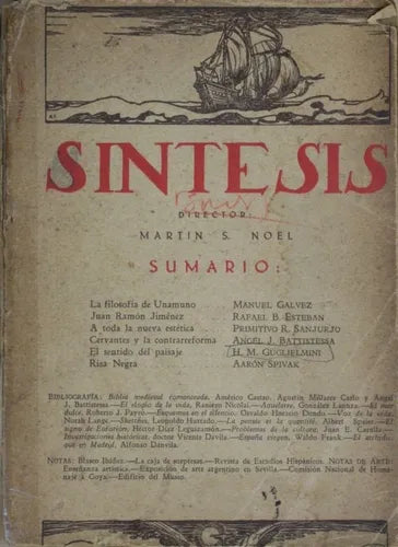 Libro usado en venta: S?ntesis - A?o I - N? 10 de Martín S. Noel; editorial Agencia General de Librerías y Publicaciones impreso en 1928.1