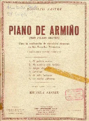 Libro usado en venta: Piano de armi?o de Rodolfo Sastre; editorial Lottermoser impreso en 1966 realizamos envios a todo el mundo.1