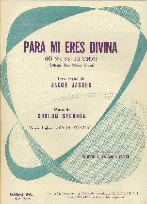 Libro usado en venta: Para mi eres divina de Roberto L. Balsan y Forest; editorial Harms Inc. impreso en 1966 realizamos envios a todo el mundo.1