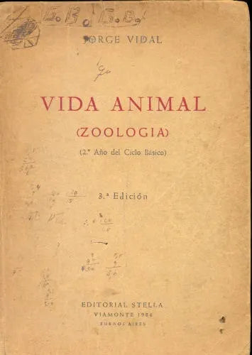 Libro usado en venta: Vida animal (Zoologia) de Jorge Vidal; editorial Stella impreso en 1950 realizamos envios a todo el mundo.1
