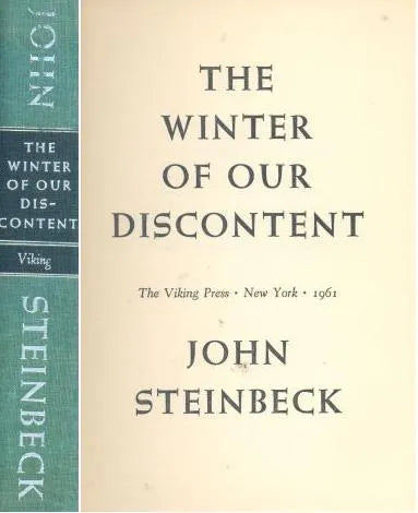 Libro usado en venta: The winter of our discontent de John Steinbeck; editorial The Viking Press impreso en 1961 realizamos envios a todo el mundo.1