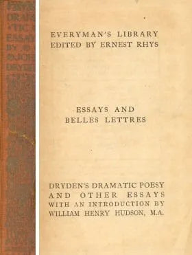 Libro usado en venta: Essays and belles lettres de John Dryden; editorial J. M. Dent & Sons Ltd. impreso en 1921 realizamos envios a todo el mundo.1