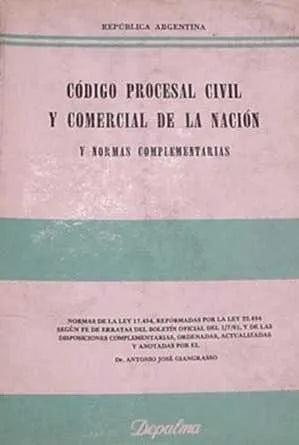 Libro usado en venta: Codigo procesal civil y comercial de la nacion de Antonio Jose Giangrasso; editorial Depalma impreso en 1992.1