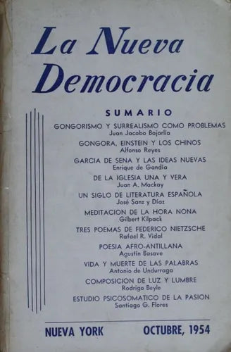 Libro usado en venta: La nueva democracia de Varios; editorial Comité de Cooperación en la América Latina impreso en 1954 envios a todo el mundo.1