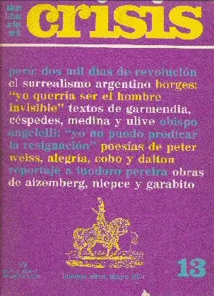Libro usado en venta: Revista crisis n? 13; editorial Crisis impreso en 1974 realizamos envios a todo el mundo.1