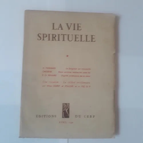 Libro usado en venta: La vie spirituelle; editorial Du cerf impreso en 1949 realizamos envios a todo el mundo.1