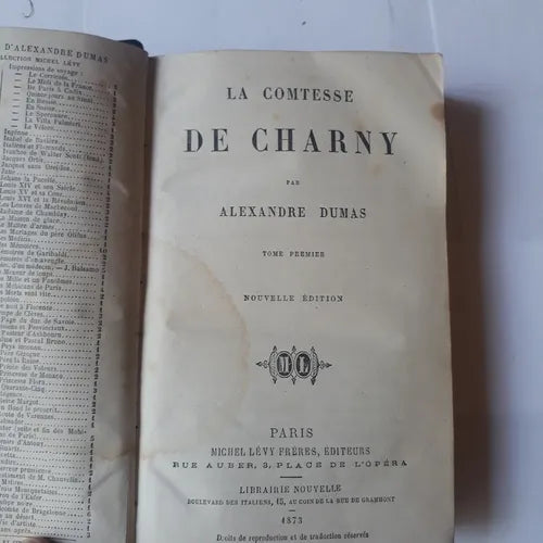 Libro usado en venta: Le Comtesse De Charny de Alejandro Dumas (Alexandre); editorial Michel Levy Freres impreso en 1873 envios a todo el mundo.1