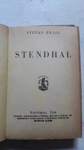 Libro usado en venta: Stendhal de Stefan Zweig; editorial Tor realizamos envios a todo el mundo.1
