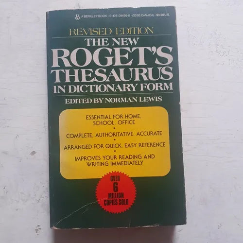 Libro usado en venta: The new Roget's Thesaurus in dictionary form de Norman Lewis; editorial Putman impreso en 1986 realizamos envios a todo el mundo.1