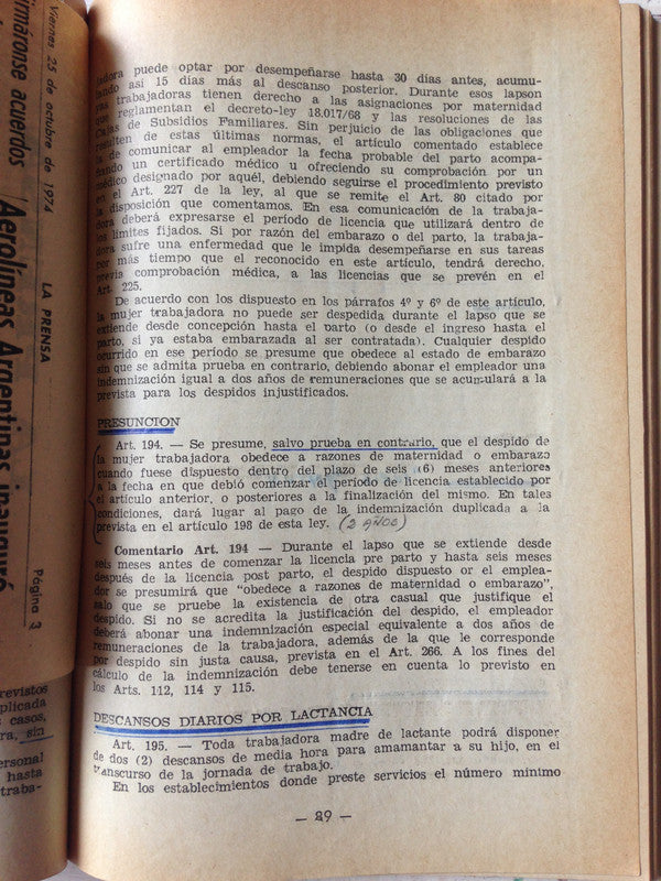 Libro usado en venta: Contrato de trabajo; impreso en 1974 realizamos envios a todo el mundo.2