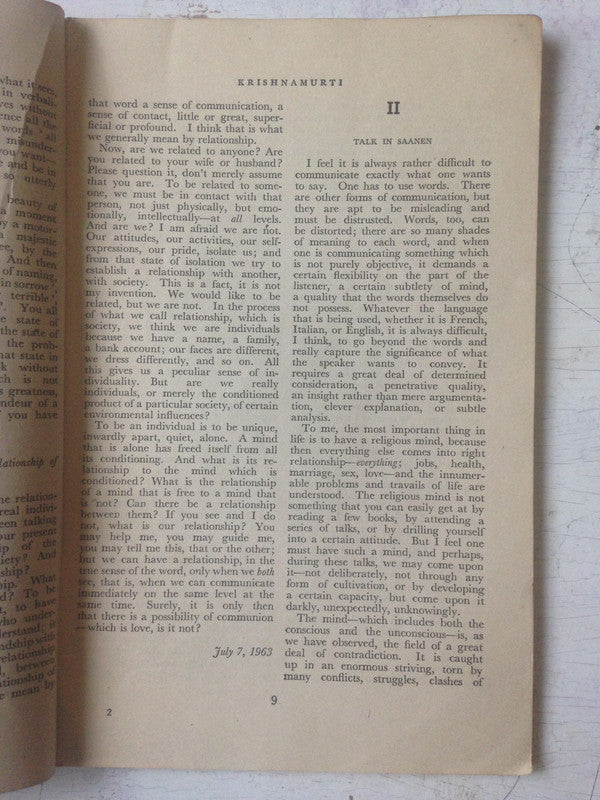 Libro usado en venta: Talks By Krishnamurti in Europe (A?os 1961-1963) de Jiddu Krishnamurti; editorial Krishnamurti Writings impreso en 1962.4