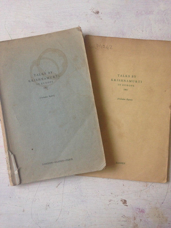 Libro usado en venta: Talks By Krishnamurti in Europe (A?os 1961-1963) de Jiddu Krishnamurti; editorial Krishnamurti Writings impreso en 1962.1