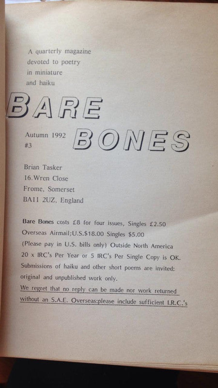 Libro usado en venta: Bares Bones - Numeros 1-2 y 3 de A quarterly magazine; editorial Brian Tasker impreso en 1992 realizamos envios a todo el mundo.4