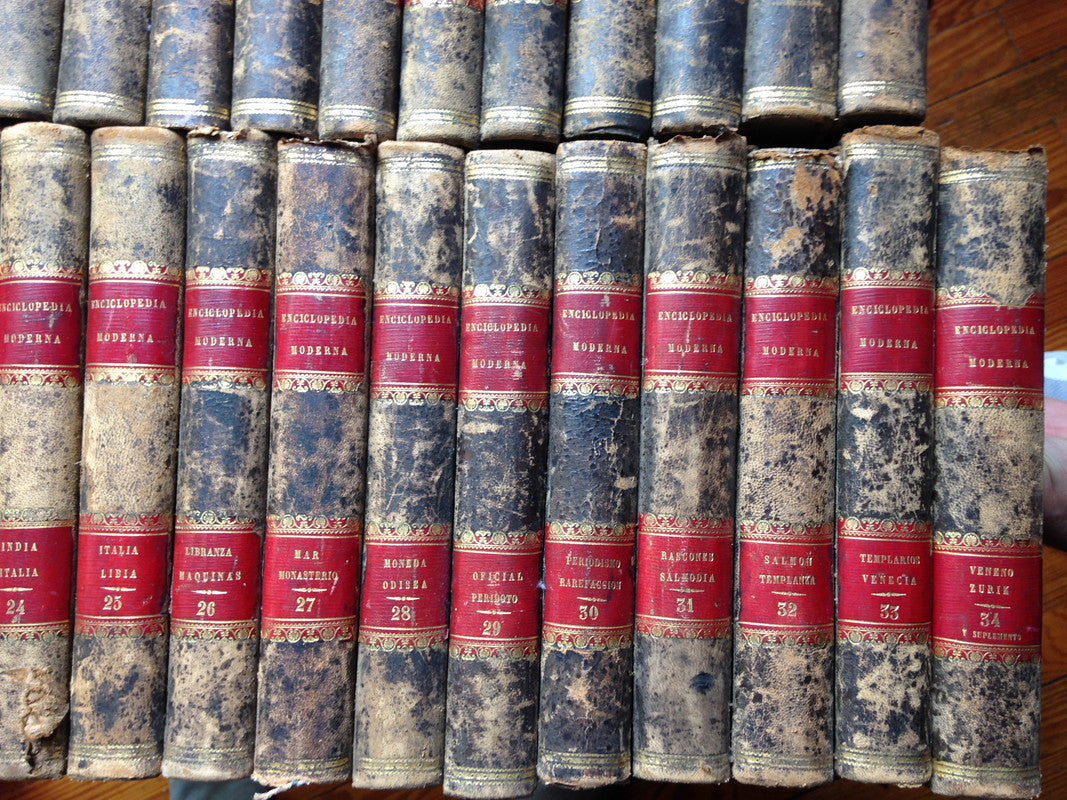 Libro usado en venta: Enciclopedia moderna (34 Tomos) de Francisco de P. Mellado; editorial Establecimiento Tipografico de Mellano impreso en 1851.5