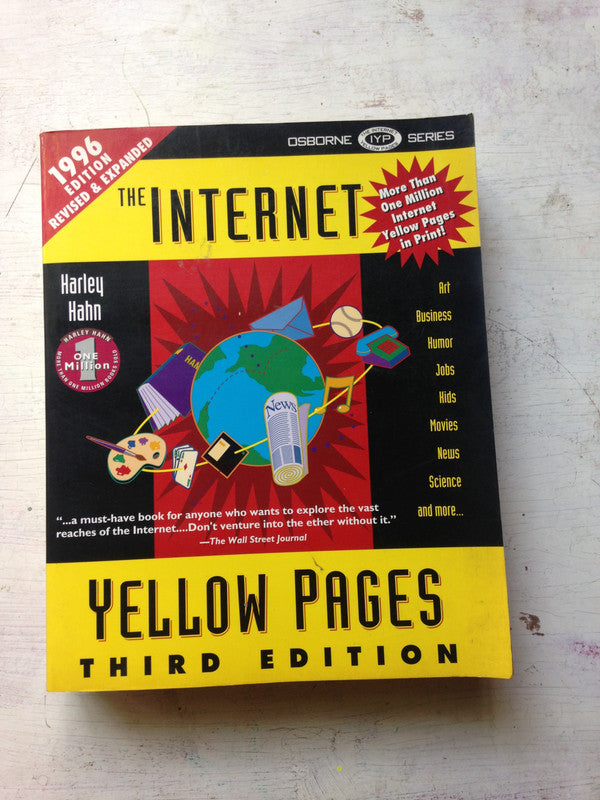 Libro usado en venta: The internet yellow pages de Harley Hahn; editorial McGraw-Hill impreso en 1996 realizamos envios a todo el mundo.1