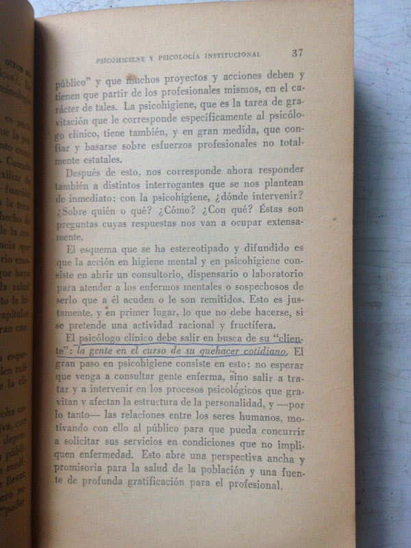 Libro usado en venta: Psicohigiene y psicologia institucional de Jose Bleger; editorial Paidos impreso en 1966 realizamos envios a todo el mundo.3