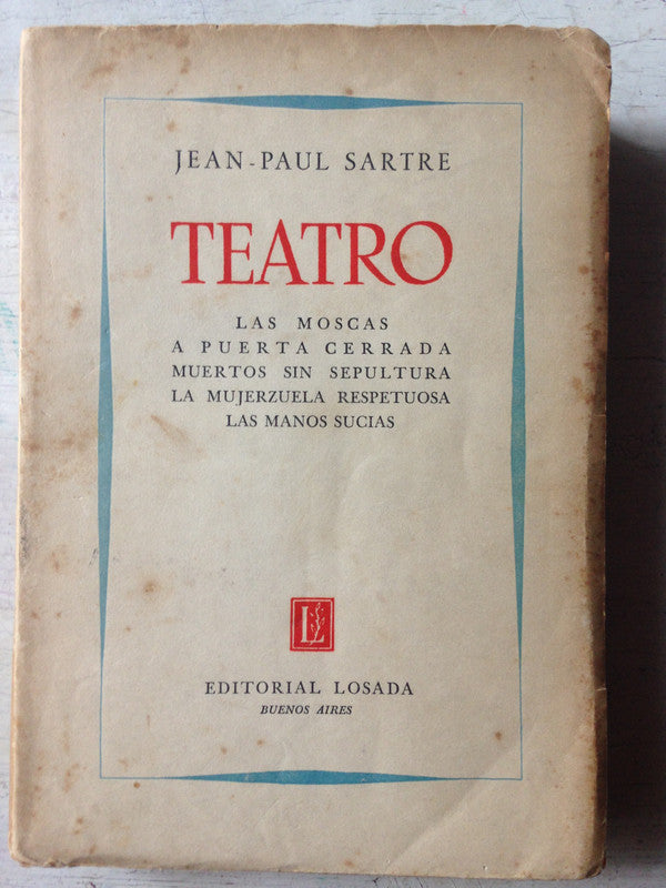 Libro usado en venta: Teatro de Jean - Paul Sartre; editorial Losada impreso en 1948 realizamos envios a todo el mundo.1