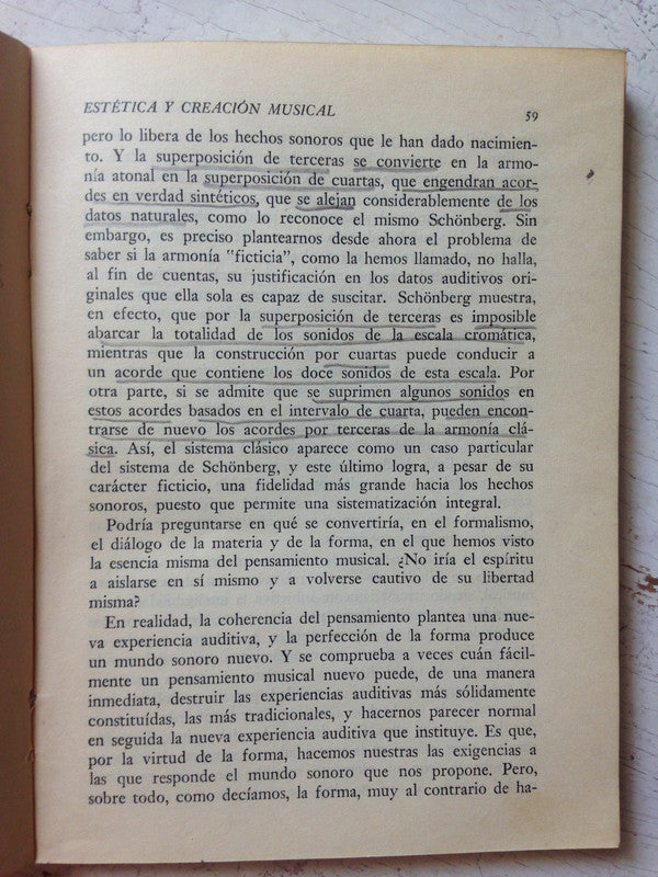Libro usado en venta: Estetica y creacion musical de Gisele Brelet; editorial Hachette impreso en 1957 realizamos envios a todo el mundo.2