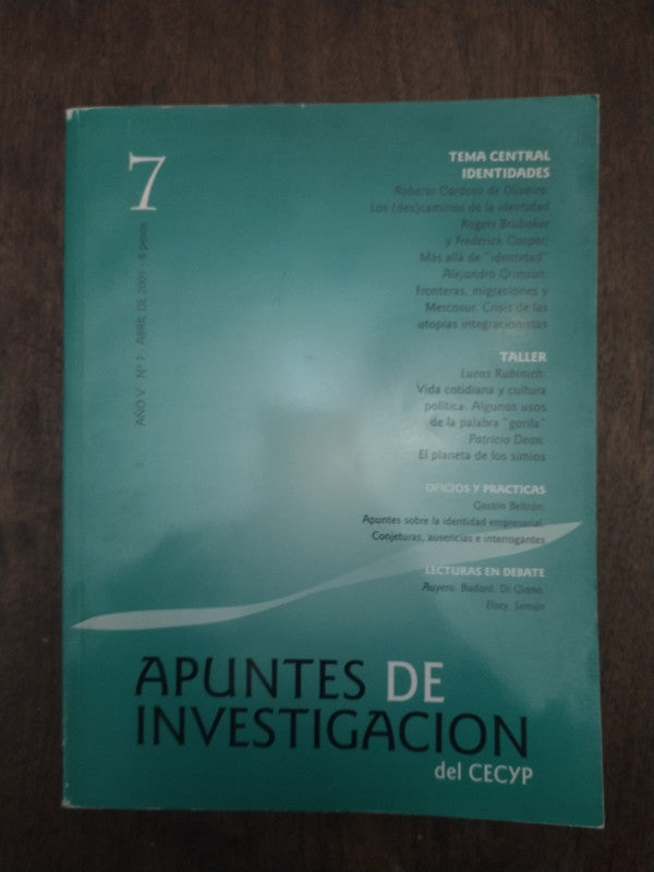 Libro usado en venta: Apuntes de investigacion del CECYP; impreso en 2001 realizamos envios a todo el mundo.1