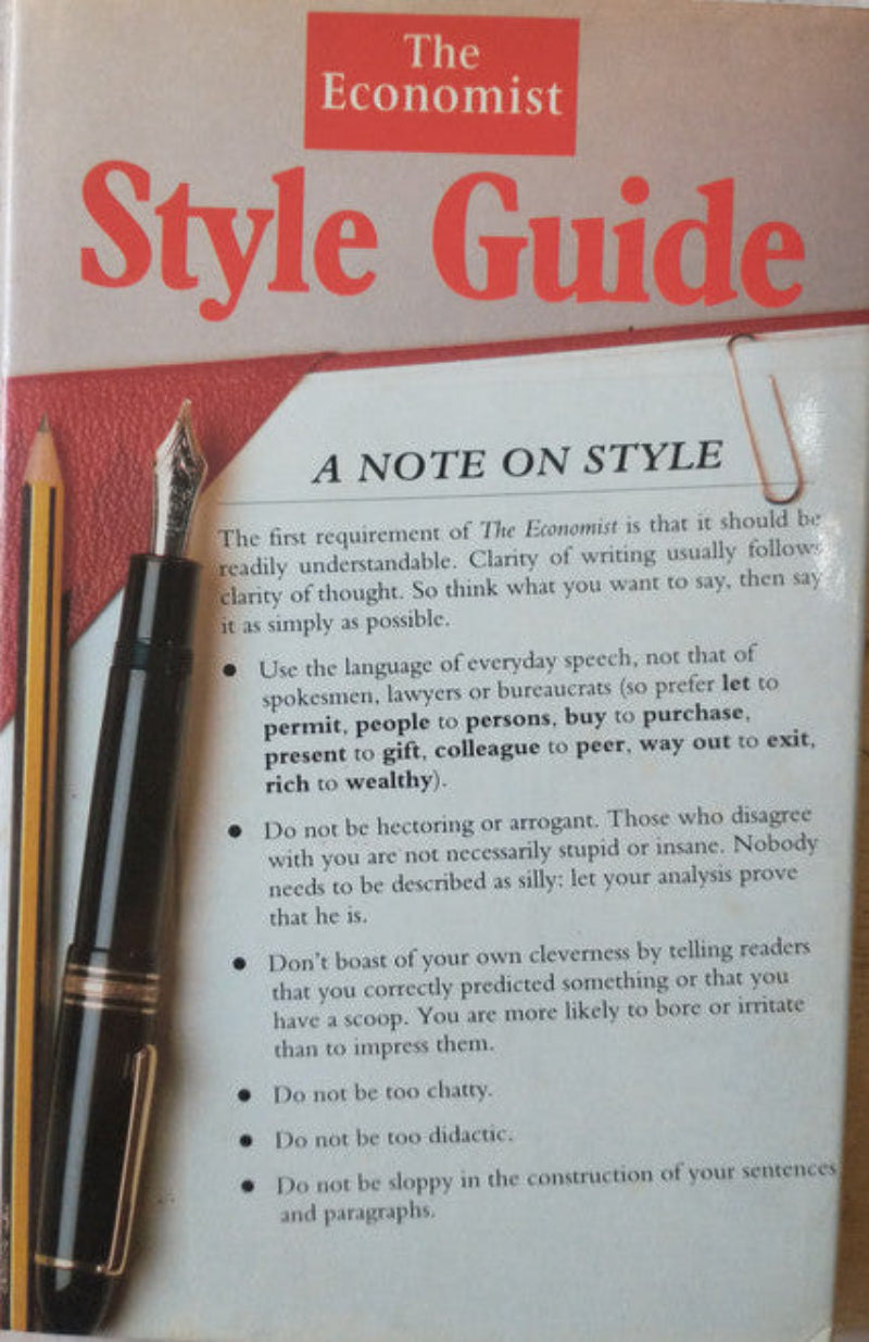 Libro usado en venta: The Economist de Style Guide; editorial The Economist Books impreso en 1993 realizamos envios a todo el mundo.1