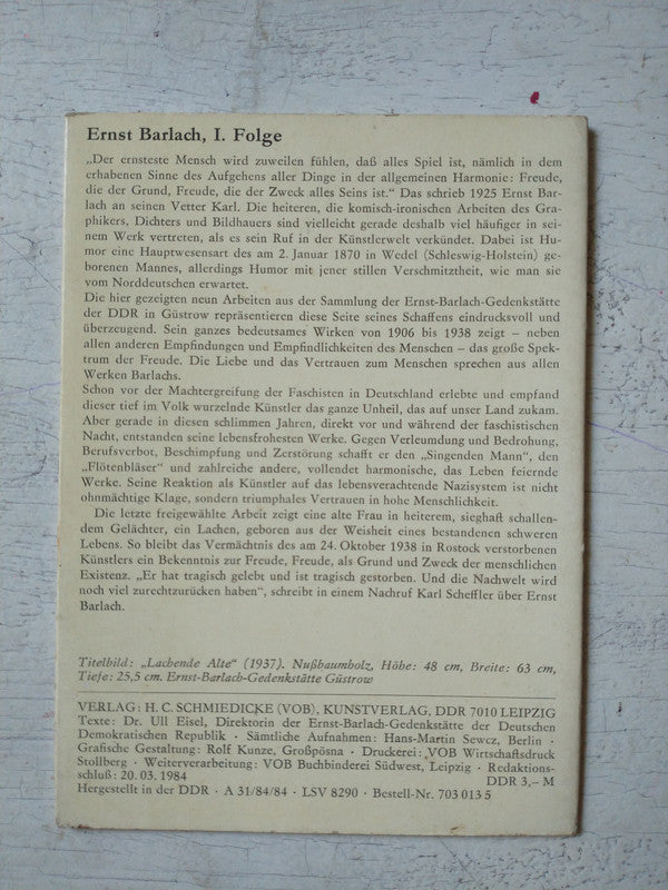 Libro usado en venta: Kunstdrucke de Ernst Barlach; realizamos envios a todo el mundo.2