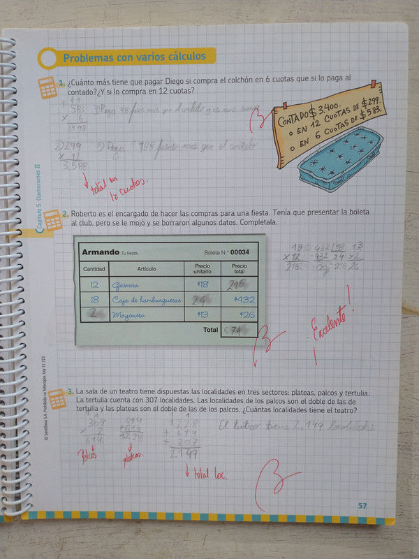 Libro usado en venta: Los matematicos de 5?; editorial Santillana impreso en 2017 realizamos envios a todo el mundo.4