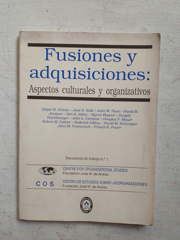 Libro usado en venta: Fusiones y adquisiciones: Aspectos culturales y organizativos; editorial Addison-Wesley impreso en 1990 envios a todo el mundo.1