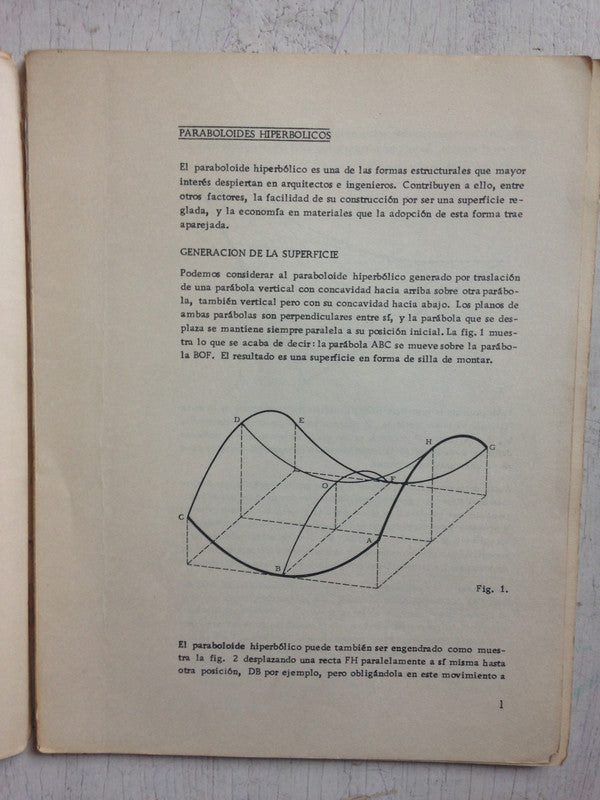 Libro usado en venta: Paraboloides hiperbolicos de O. Ferreras - D. Moisset de Espanes; editorial Universidad Nacional de Cordoba impreso en 1970.2