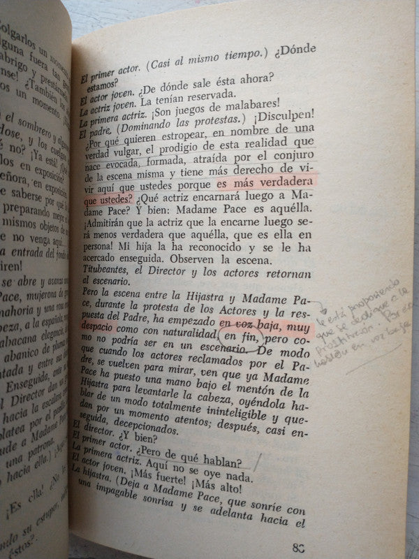 Libro usado en venta: Seis personajes en busca de un autor de Luigi Pirandello; editorial Ediciones del 80 impreso en 1980 envios a todo el mundo.3