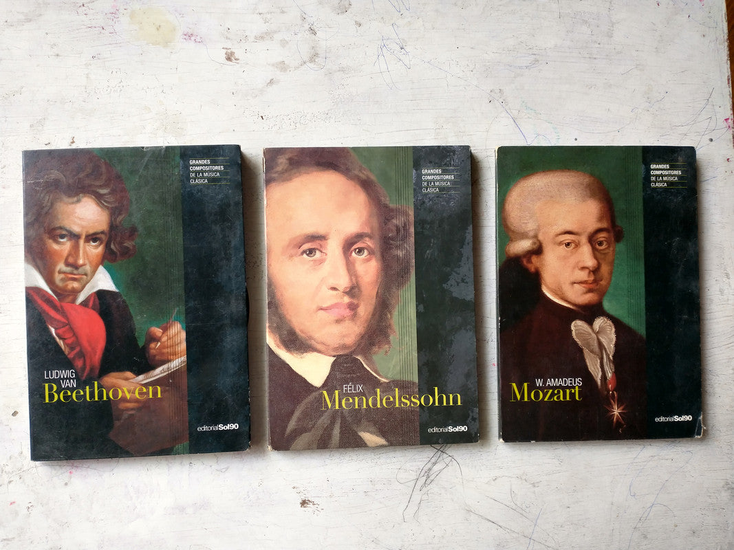 Libro usado en venta: Beethoven - Mozart - Mendelssohn de Grandes compositores de la musica clasica; editorial Clarin/Sol 90 impreso en 2003.1