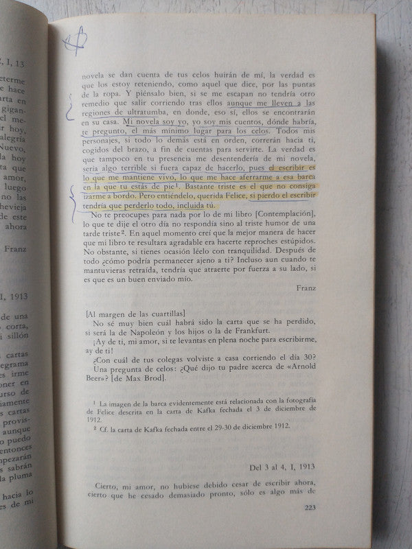 Libro usado en venta: Cartas a Felice y otra correspondencia (II) 1913 de Franz Kafka; editorial Alianza impreso en 1977 envios a todo el mundo.4